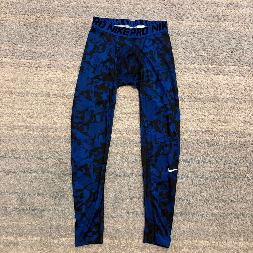 Nike Pro Men's Compression Tights - Blue Camo - Size Large